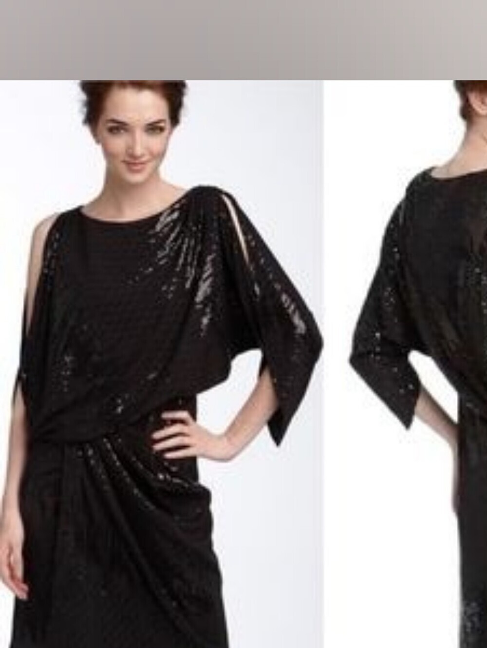 David Meister Black Sequin Cold-Shoulder Mini Dress